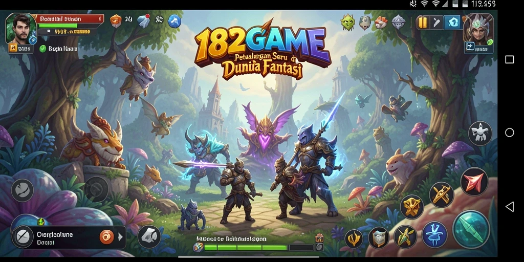 Screenshot gameplay utama 182GAME menampilkan aksi pertempuran seru.