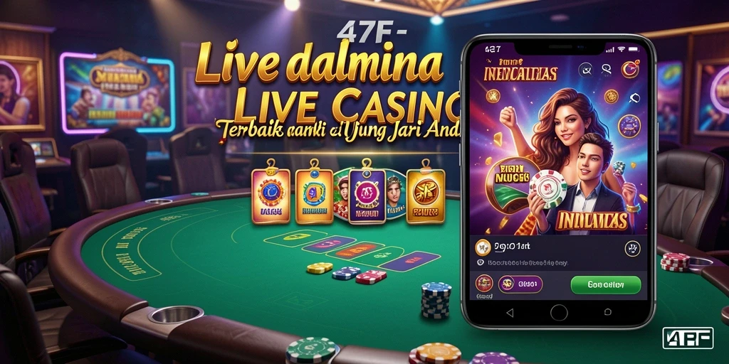 Screenshot gameplay Live Casino 47F dengan dealer langsung yang ramah.
