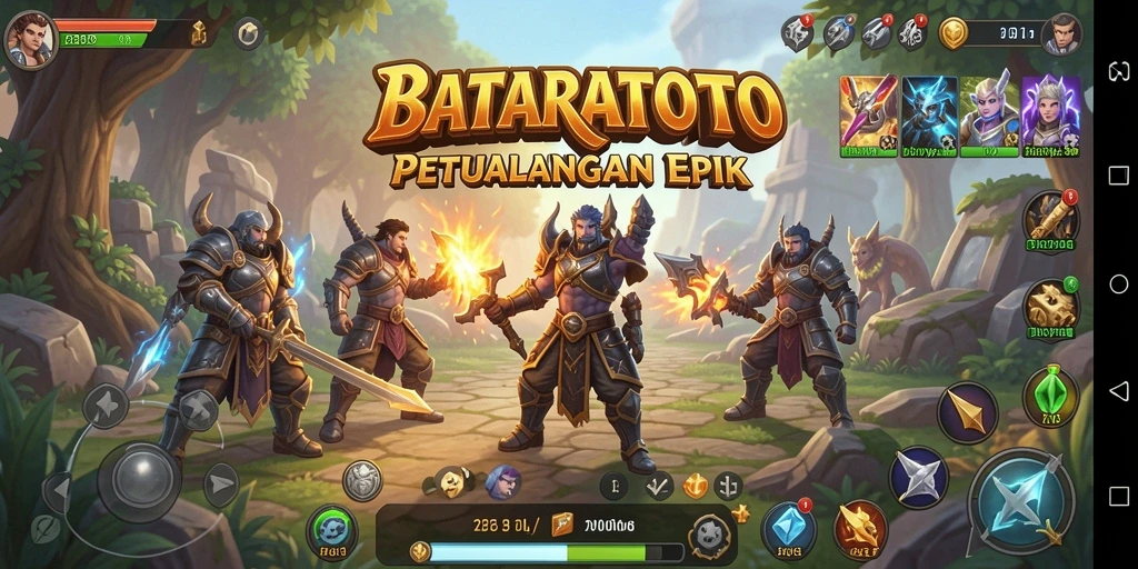 Screenshot gameplay menunjukkan pertarungan seru di dunia BATARATOTO.