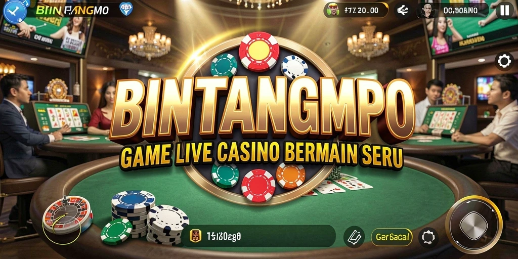 Screenshot BINTANGMPO menampilkan dealer langsung dalam permainan Live Casino.