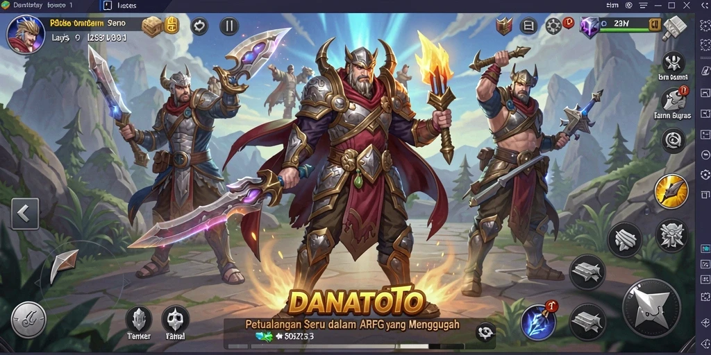 Tangkapan layar utama menunjukkan aksi pertarungan seru dalam DANATOTO.