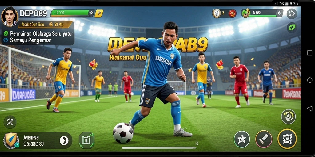Tampilan gameplay yang seru dengan aksi olahraga yang intens.