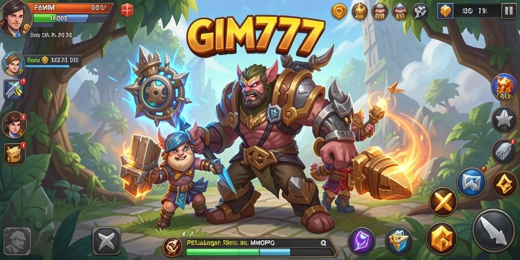 Screenshot utama GIM777 menampilkan aksi seru dalam pertempuran MMORPG.