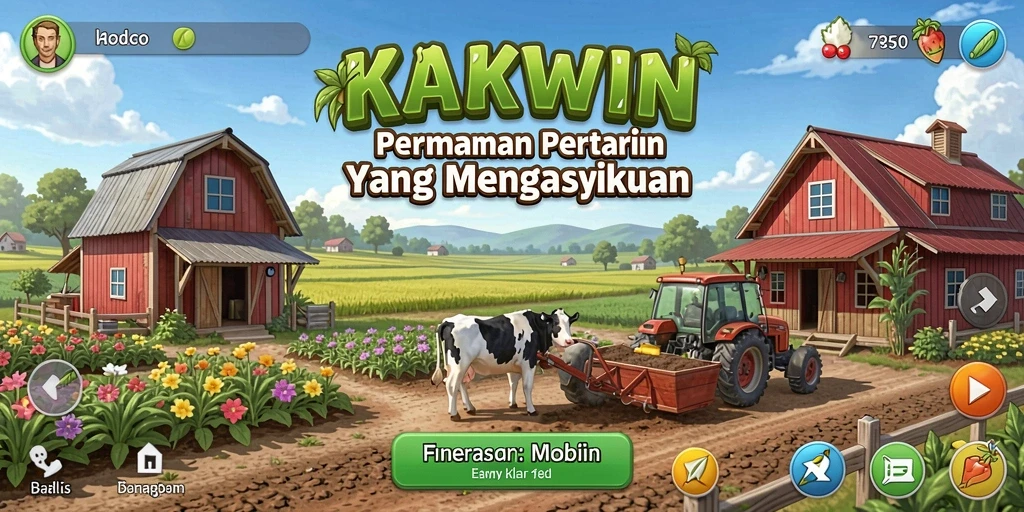 Tampilan gameplay menarik di KAKWIN saat bertani dan merawat tanaman.