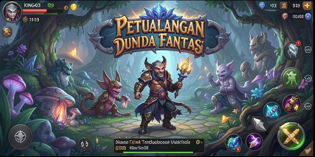 Screenshot gameplay KING403 yang menunjukkan eksplorasi dunia petualangan.