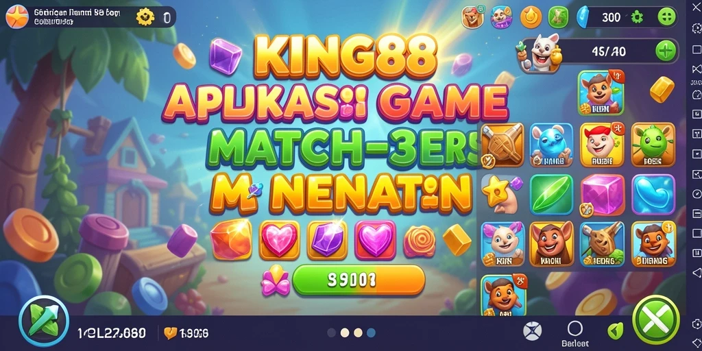 Tampilan gameplay seru dari KING88 dengan berbagai elemen Match-3.