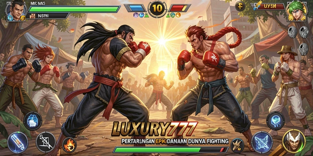 Gameplay LUXURY777 menampilkan pertarungan yang mendebarkan dan strategi yang seru.