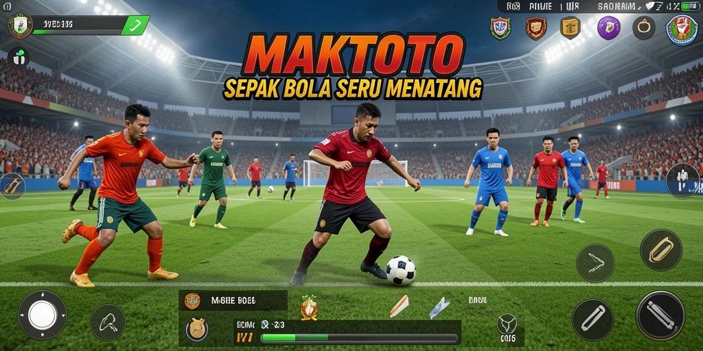 Screenshot gameplay <strong>MAKTOTO</strong> menampilkan aksi seru dalam pertandingan sepak bola.