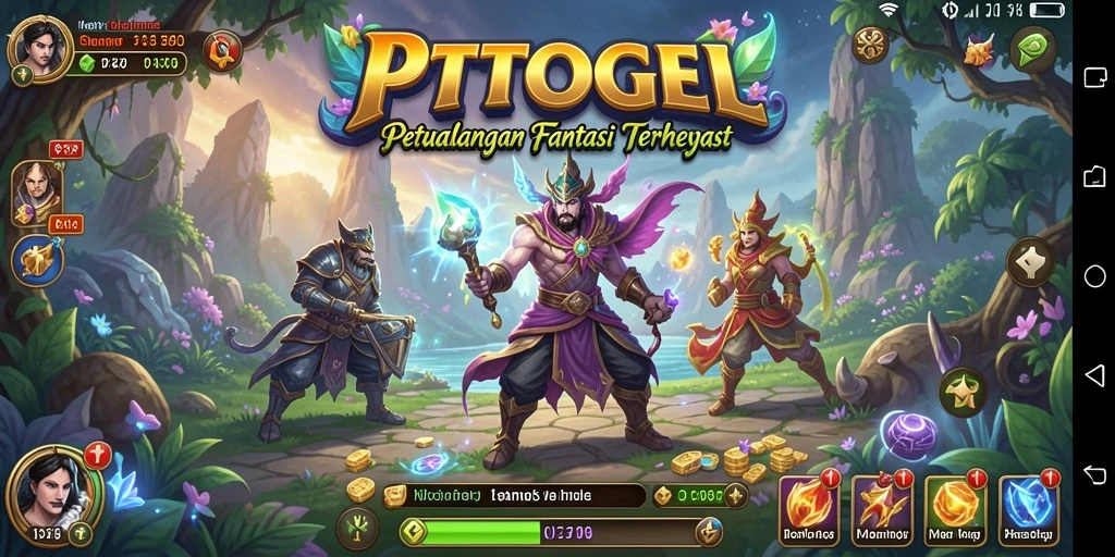 Tangkapan layar utama PTTOGEL menampilkan aksi seru dalam dunia RPG.