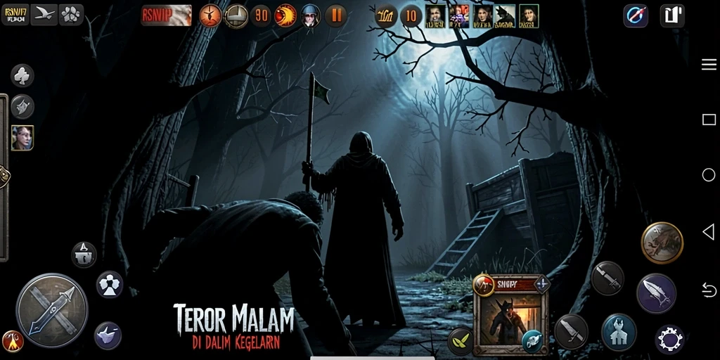 Screenshot gameplay RSNVIP7 menunjukkan momen menegangkan di lokasi yang angker.