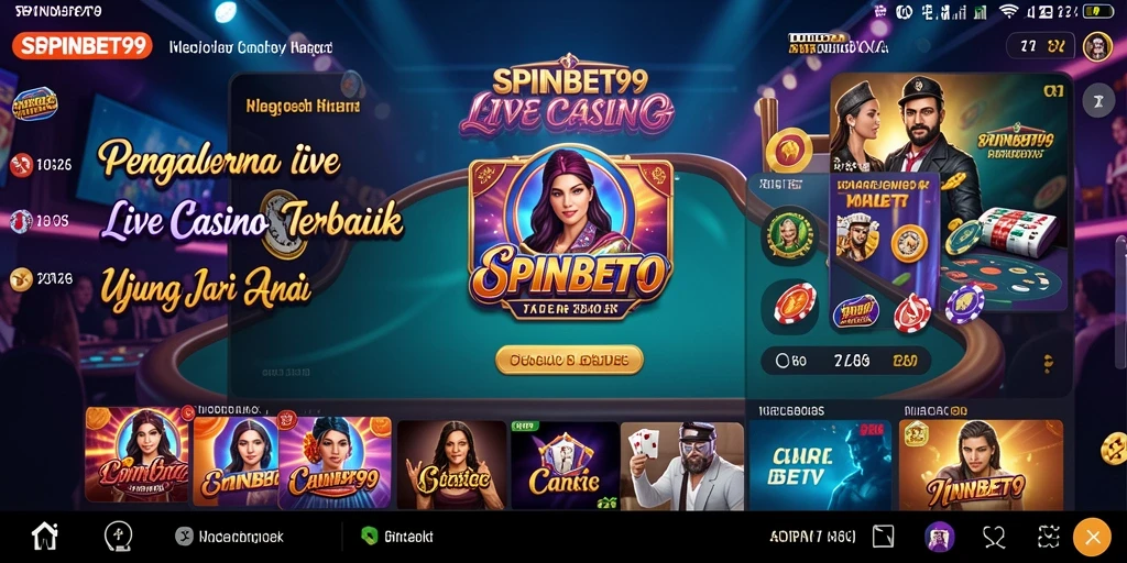 Tampilan gameplay SPINBET99 dengan dealer langsung dan pemain lainnya.